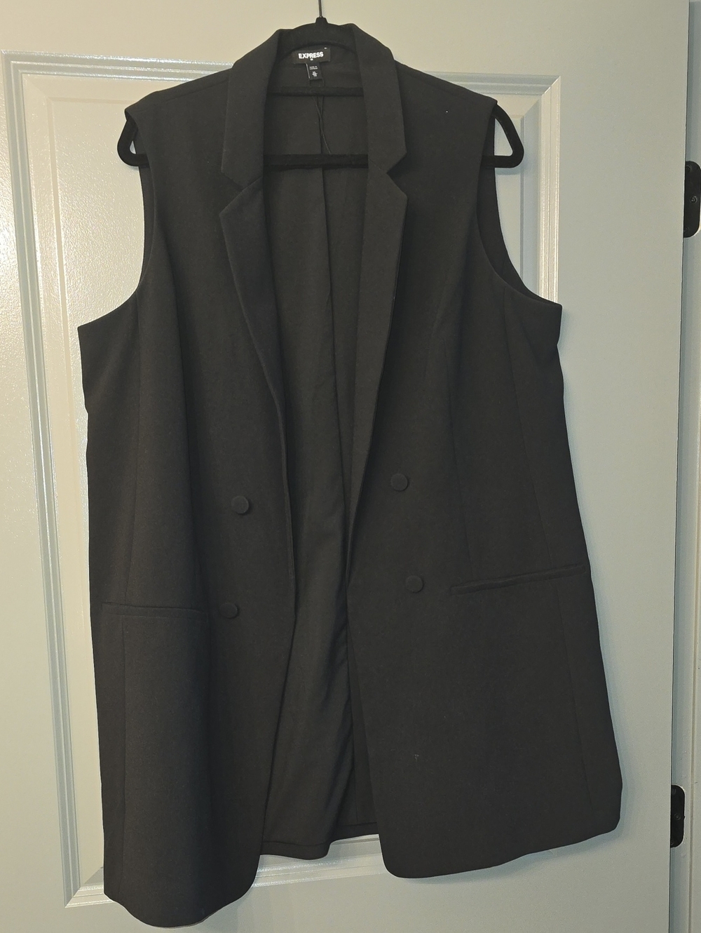 Express Sleeveless Black Double-Breasted Blazer Vest